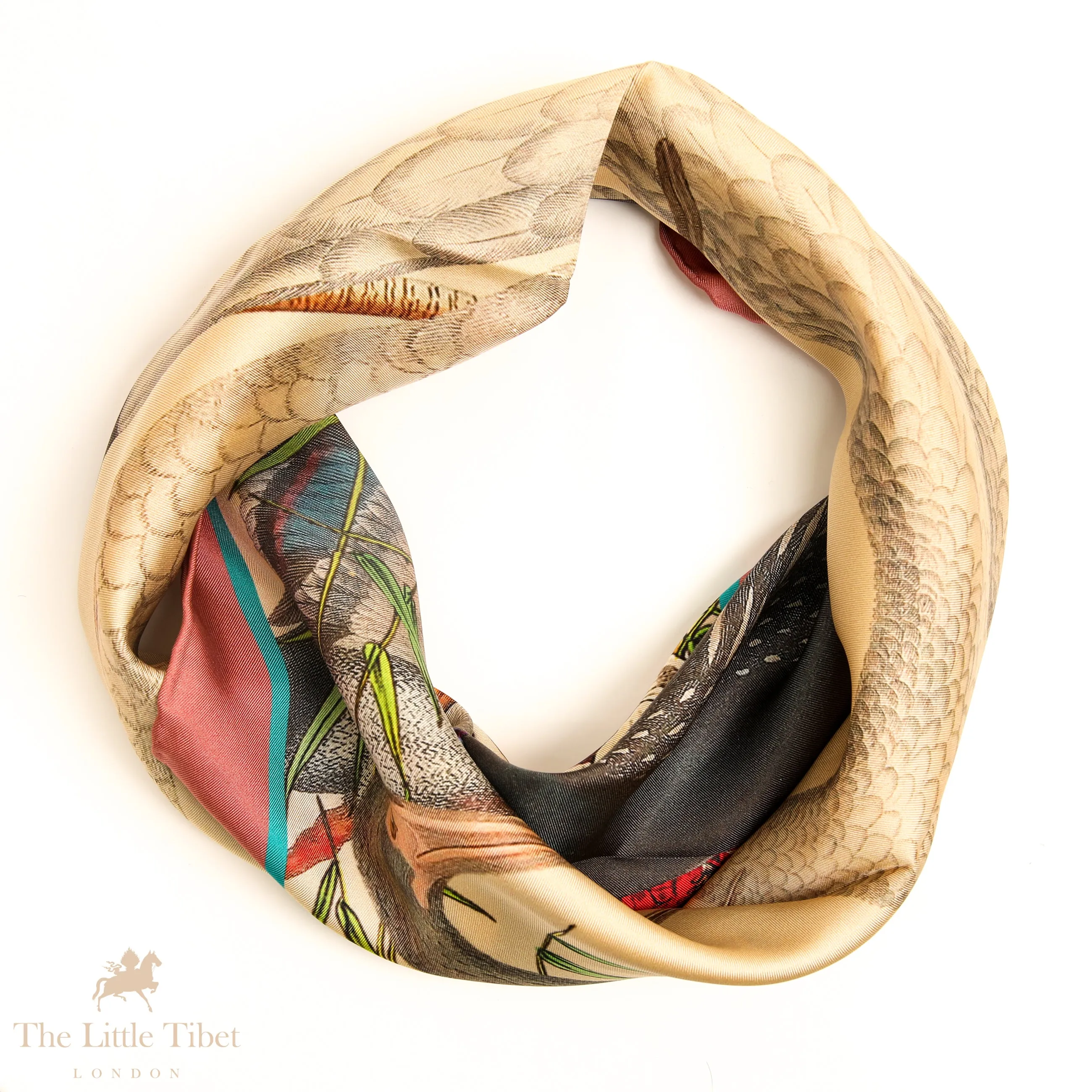 Eternal Love and Nature: Sea Birds Silk Scarf