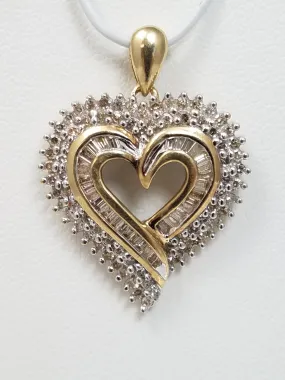 Exciting 10k Yellow Gold Natural Diamond Heart Pendant