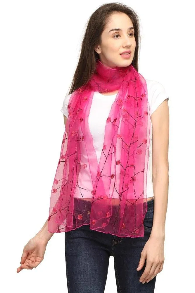 FabSeasons Solid Pink Viscose Stylish Scarf