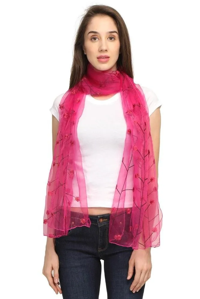 FabSeasons Solid Pink Viscose Stylish Scarf