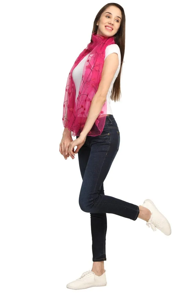 FabSeasons Solid Pink Viscose Stylish Scarf