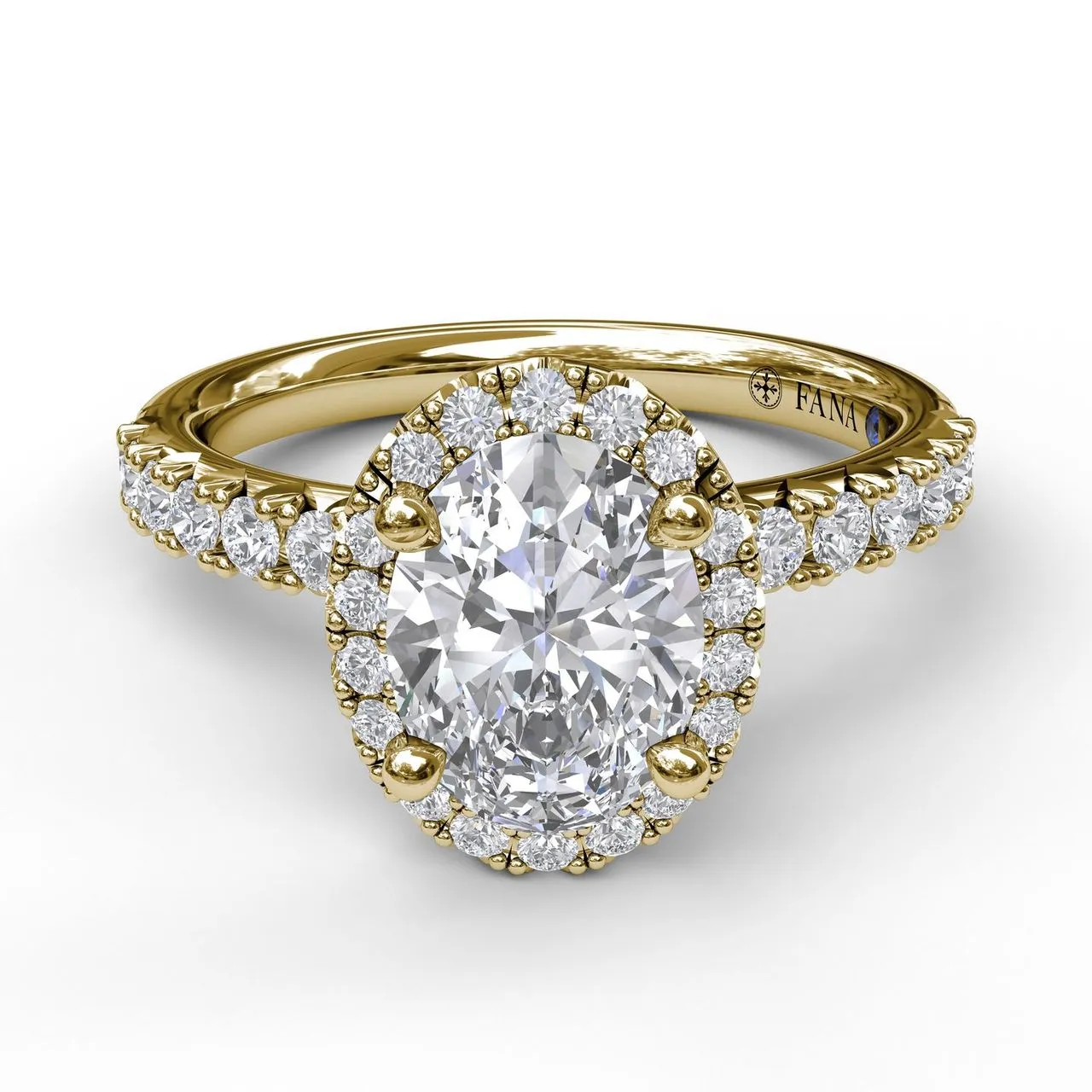 Fana Classic Diamond Halo Engagement Ring with a Gorgeous Side Profile 3838