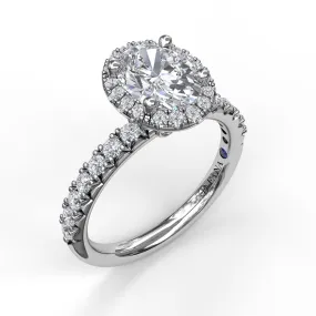 Fana Classic Diamond Halo Engagement Ring with a Gorgeous Side Profile 3838