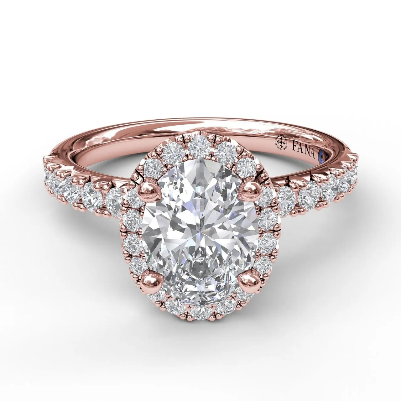 Fana Classic Diamond Halo Engagement Ring with a Gorgeous Side Profile 3838