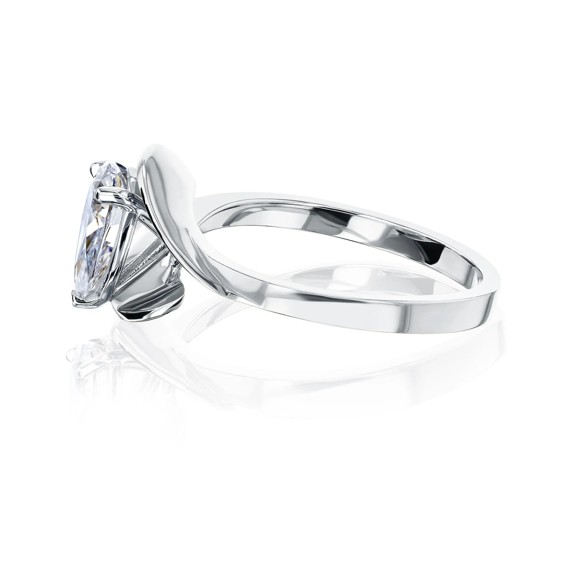 Fanning Bypass Pear Moissanite Ring