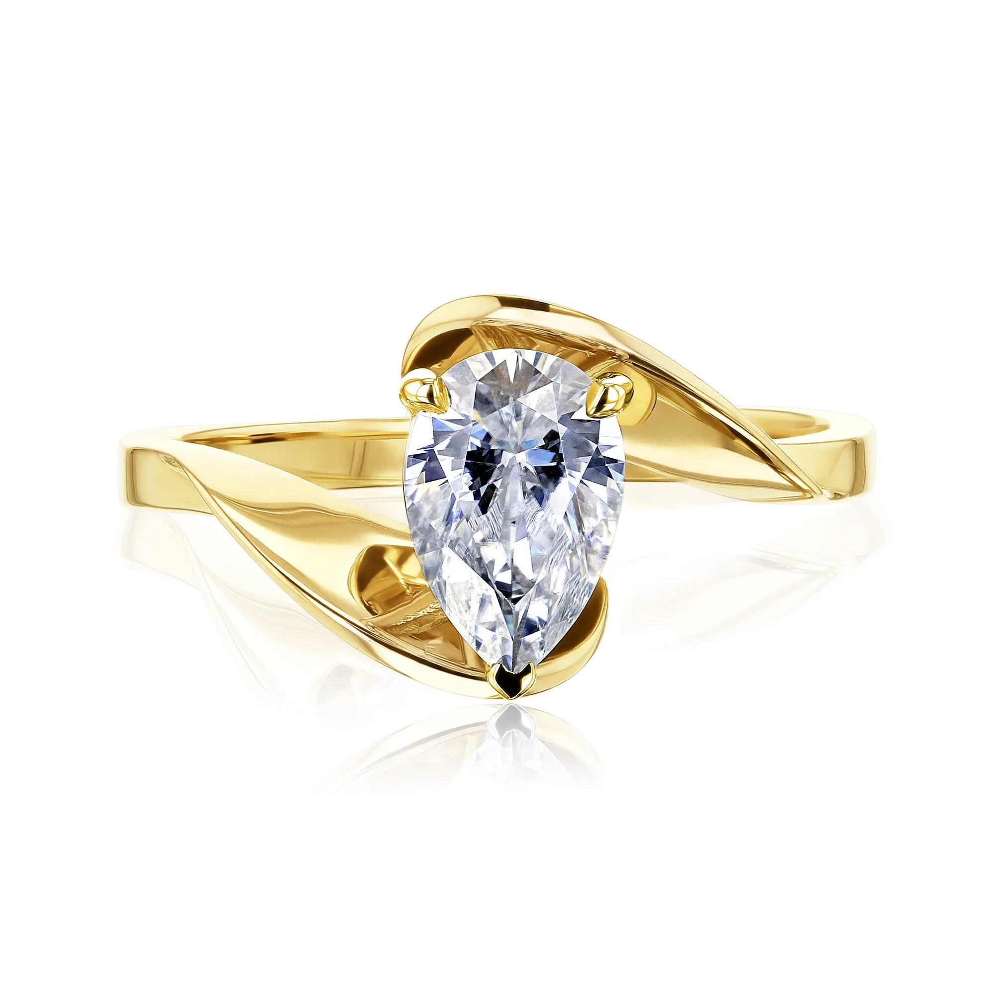 Fanning Bypass Pear Moissanite Ring