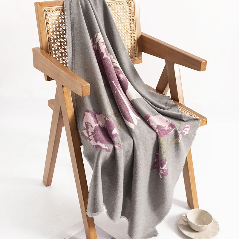 FH23-5100 flowers printed winter scarf