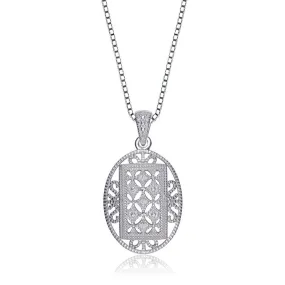 Filigree Oval .925 Sterling Silver Pendant Bridesmaid Jewelry