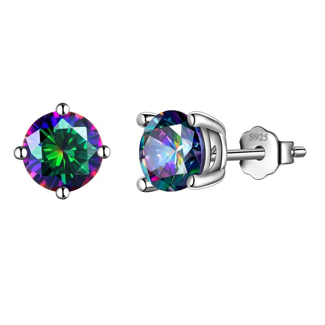 Fire Mystic Topaz Stud Earrings Women Jewelry Sterling Silver