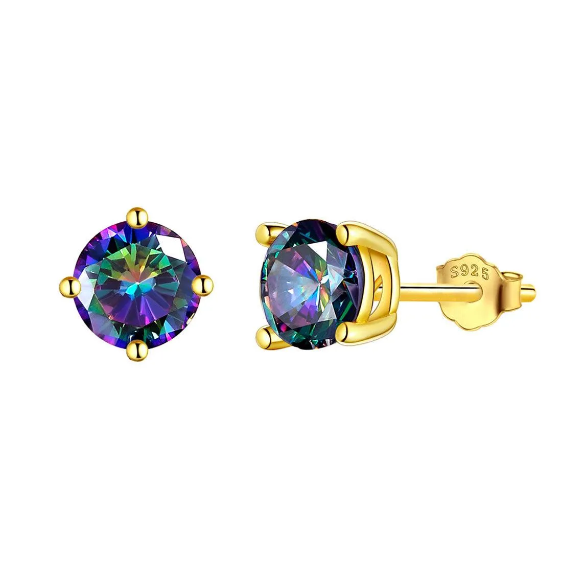 Fire Mystic Topaz Stud Earrings Women Jewelry Sterling Silver