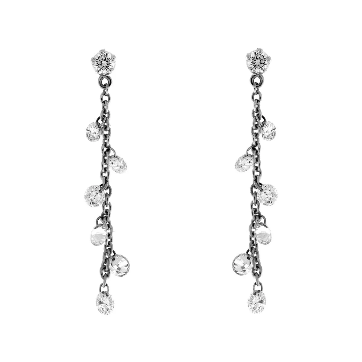 Floating Diamond Dangle Earrings