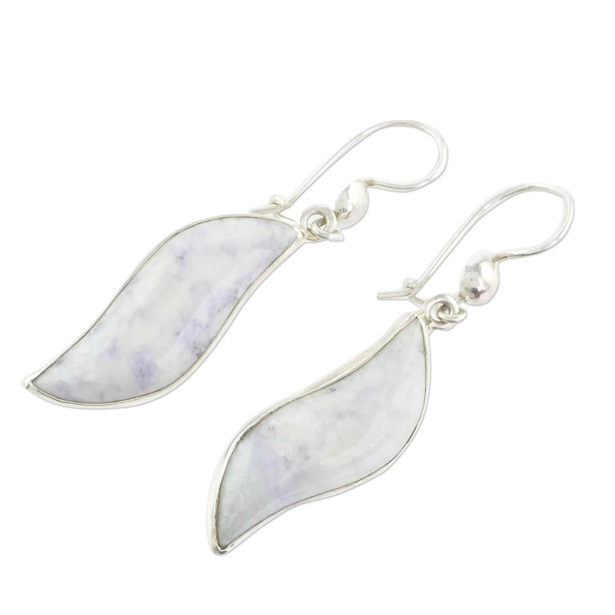 Floating in the Breeze Collectible Sterling Silver Dangle Jade Earrings