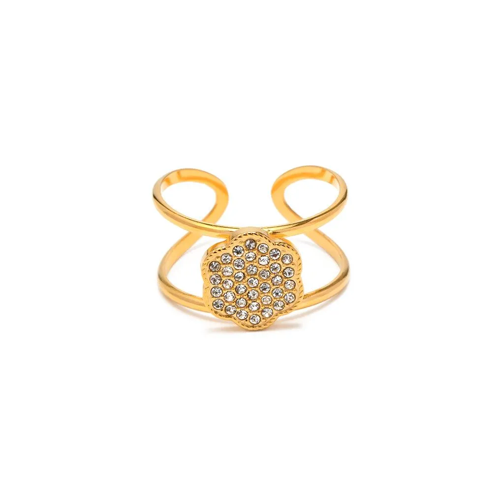 Flora Zirconia Layered Resizable Ring