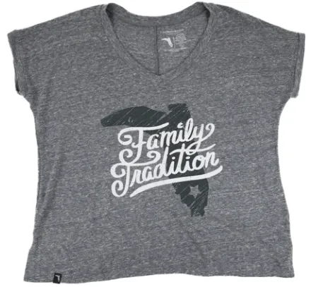 Florida Cracker Trading Co. Women's Gray Family Tradition Cropped SS Tee