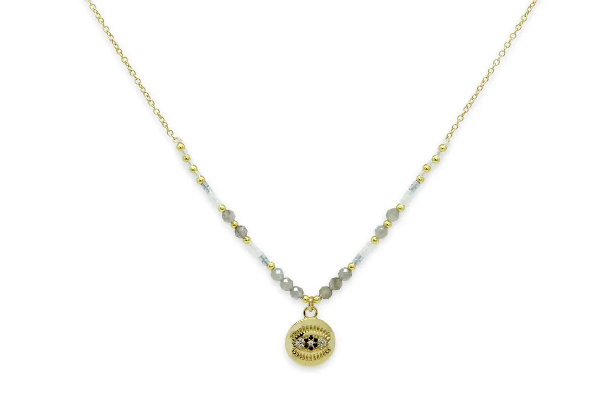 Fortuna Labradorite Evil Eye Necklace