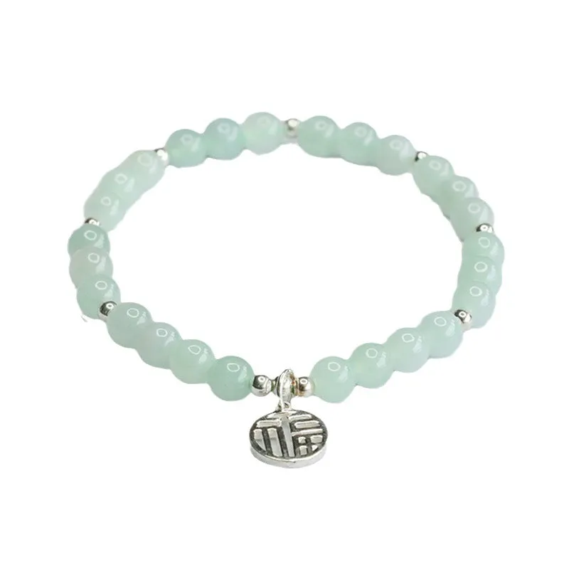 Fortune's Favor A-grade Jade Bracelet in Sterling Silver