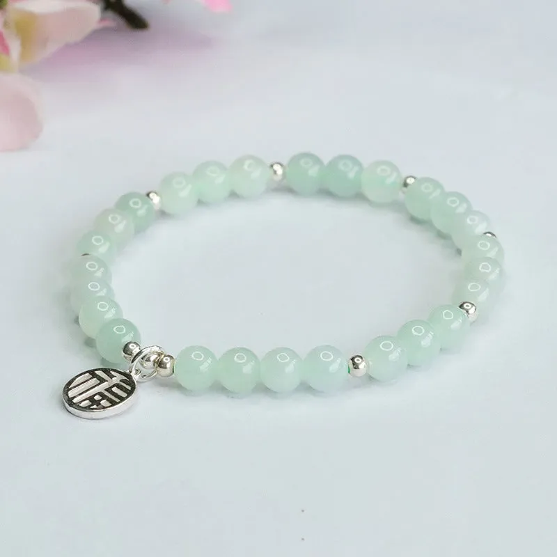 Fortune's Favor A-grade Jade Bracelet in Sterling Silver