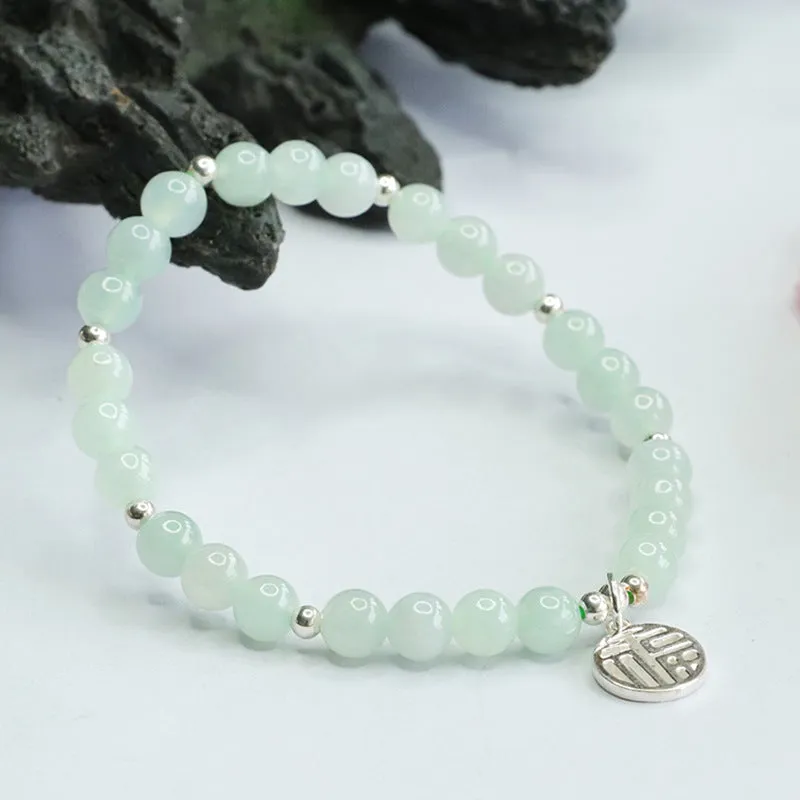 Fortune's Favor A-grade Jade Bracelet in Sterling Silver