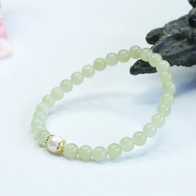 Fortune's Favor Sterling Silver Jade and Pearl Bracelet