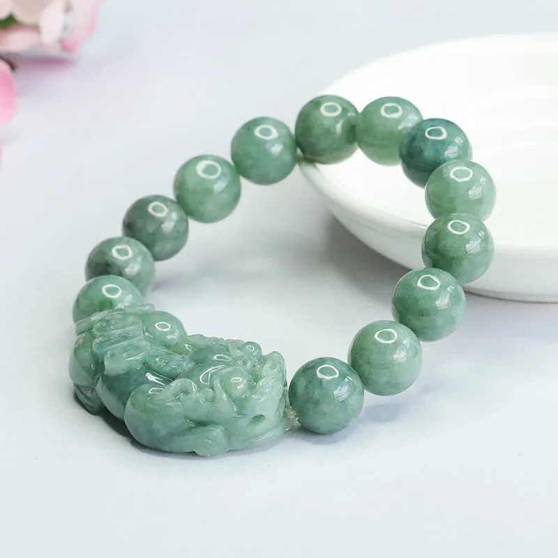 Fortune's Favor Sterling Silver Jade Bracelet with Pixiu Charm