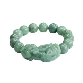 Fortune's Favor Sterling Silver Jade Bracelet with Pixiu Charm