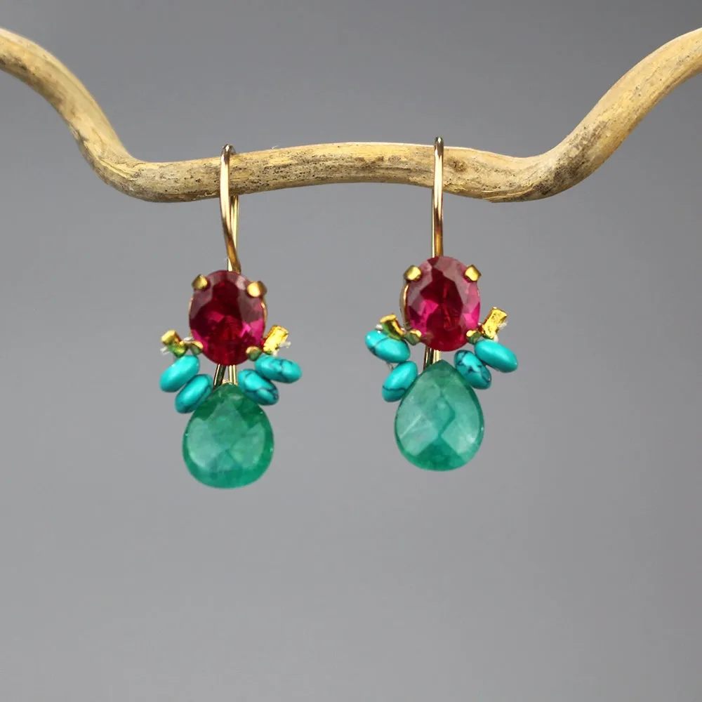 Fuchsia Corundum Zircon Bee Earrings