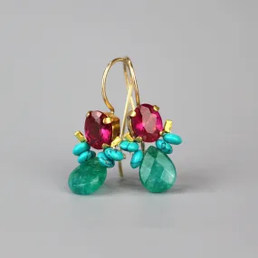 Fuchsia Corundum Zircon Bee Earrings