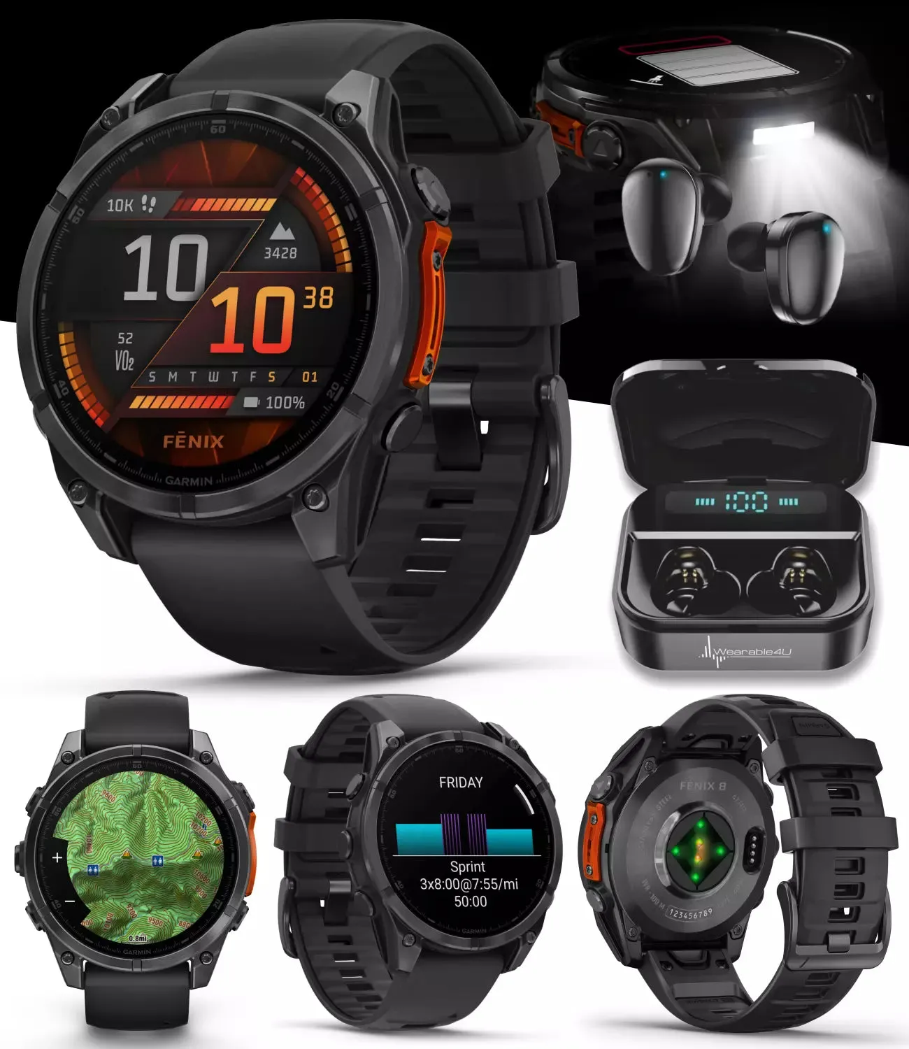 Garmin Fenix 8 47 mm, AMOLED Slate Gray with Black Silicone Band Multisport GPS Smartwatch (010-02904-00)