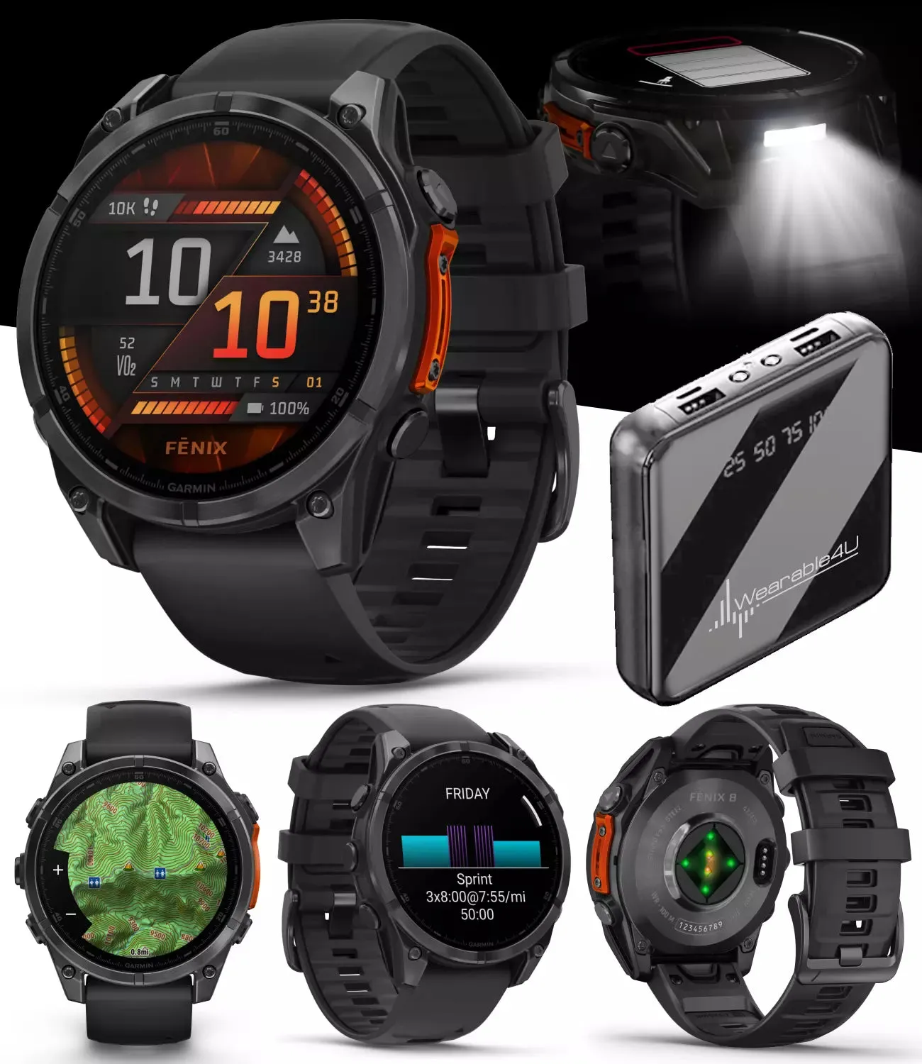 Garmin Fenix 8 47 mm, AMOLED Slate Gray with Black Silicone Band Multisport GPS Smartwatch (010-02904-00)