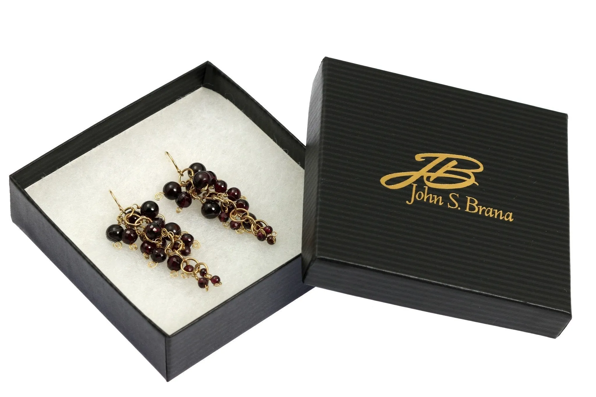 Garnet 14K Gold Chain Maille Earrings