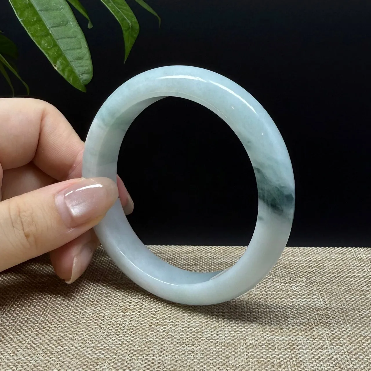 Genuine Burmese Blue Green Jade Jadeite Bangle Bracelet ( 56.8mm )