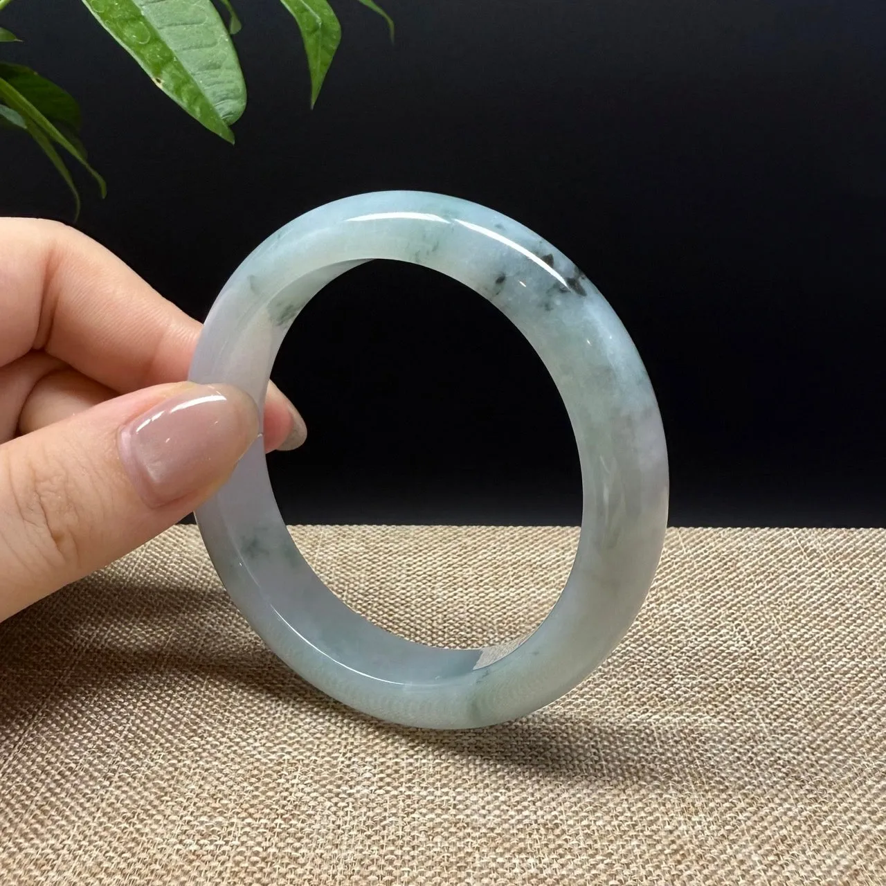 Genuine Burmese Lavender Green Jade Jadeite Bangle Bracelet ( 53mm )