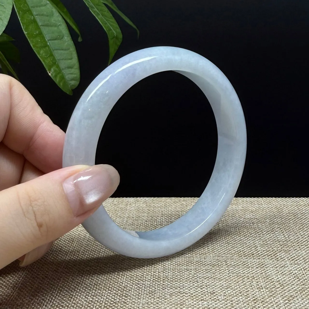 Genuine Burmese Lavender Green Jade Jadeite Bangle Bracelet ( 62.4mm )