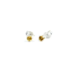 Genuine Citrine Sterling Silver Post Earrings