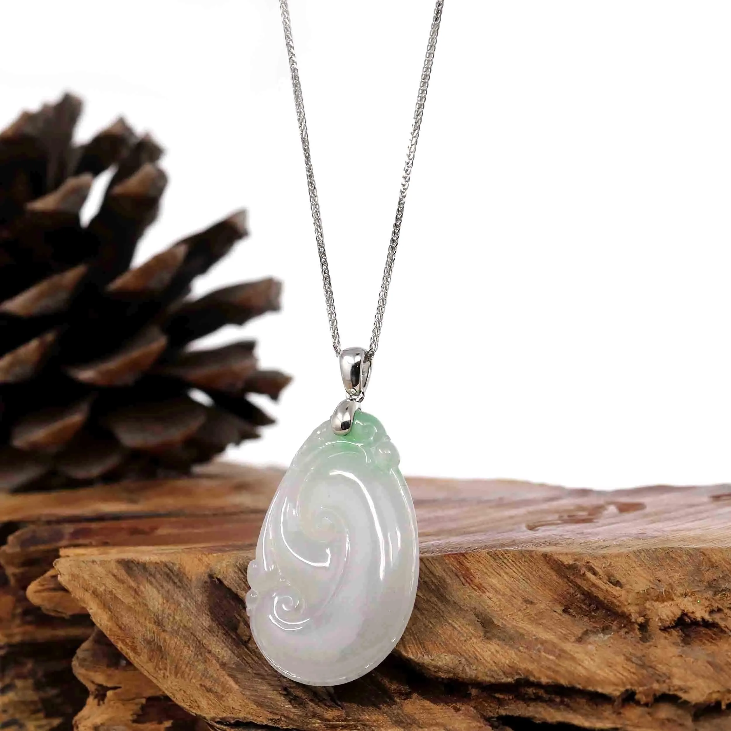 Genuine Lavender Jadeite Jade Ru Yi Pendant Necklace With Sterling Silver Bail