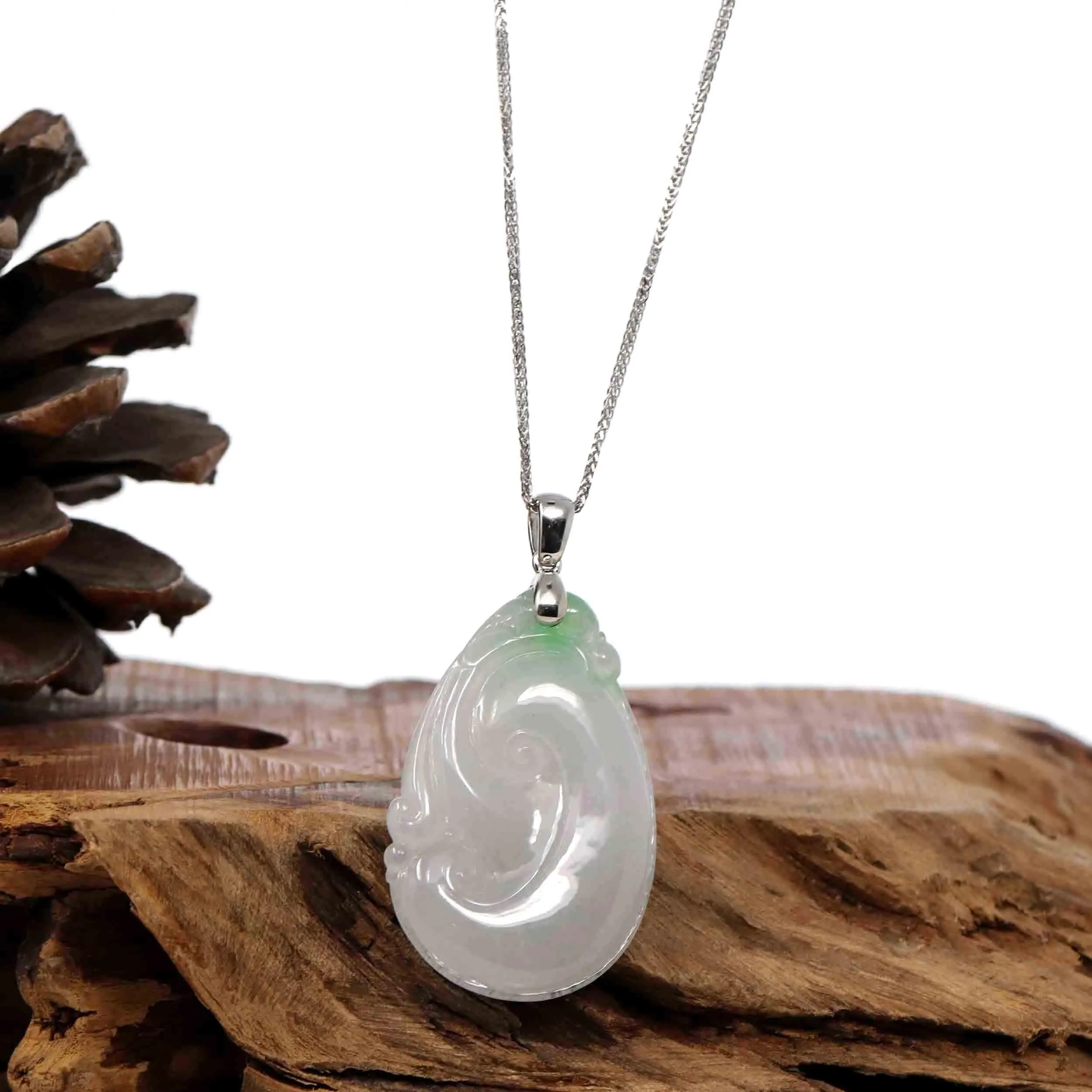 Genuine Lavender Jadeite Jade Ru Yi Pendant Necklace With Sterling Silver Bail