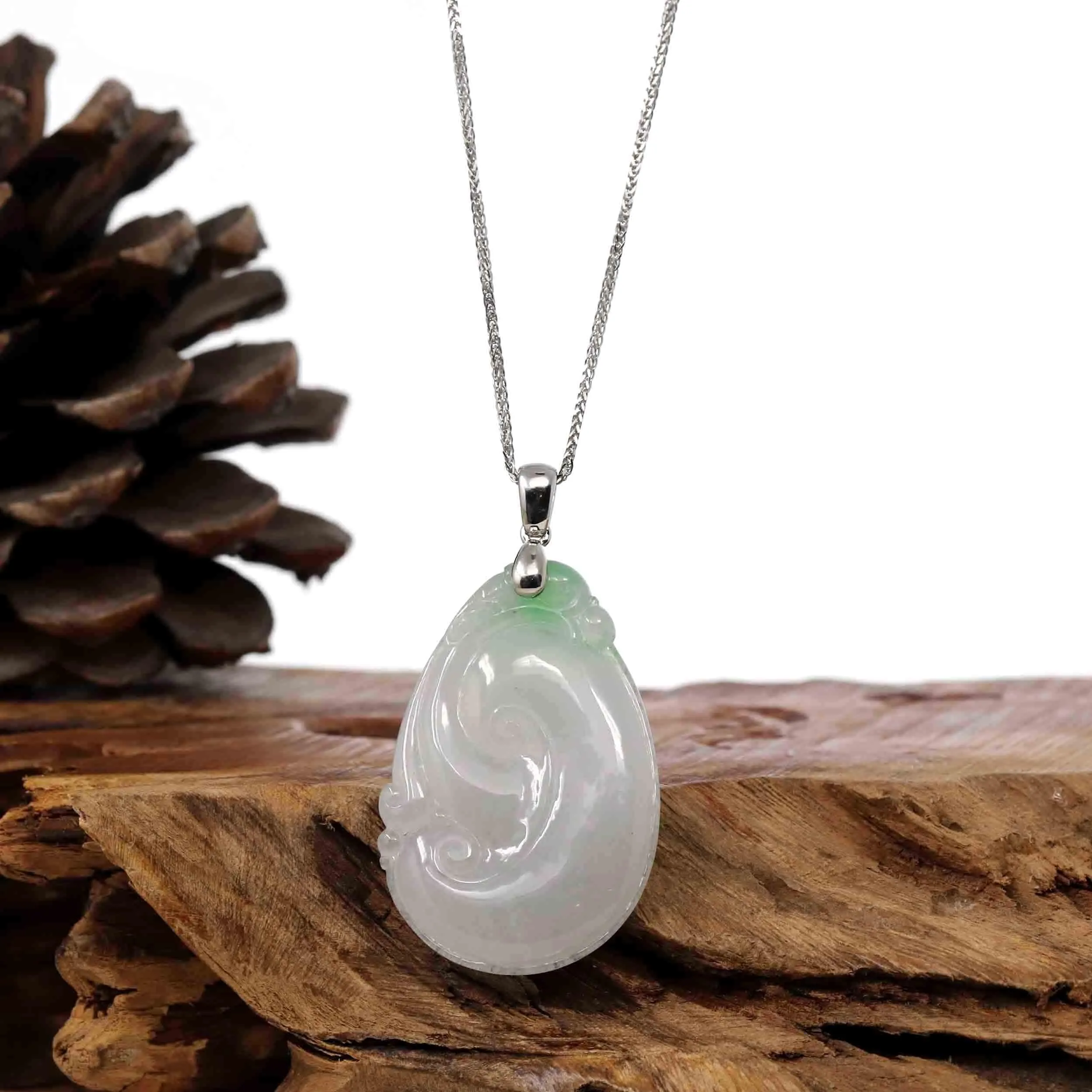 Genuine Lavender Jadeite Jade Ru Yi Pendant Necklace With Sterling Silver Bail