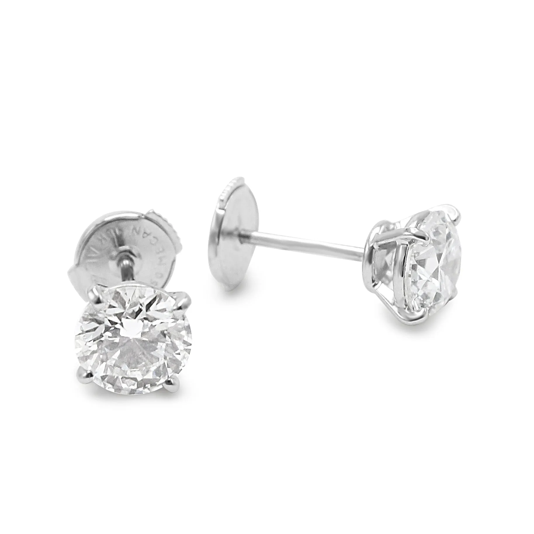 GIA Certificated Cartier 2.16ct Diamond Stud Earrings