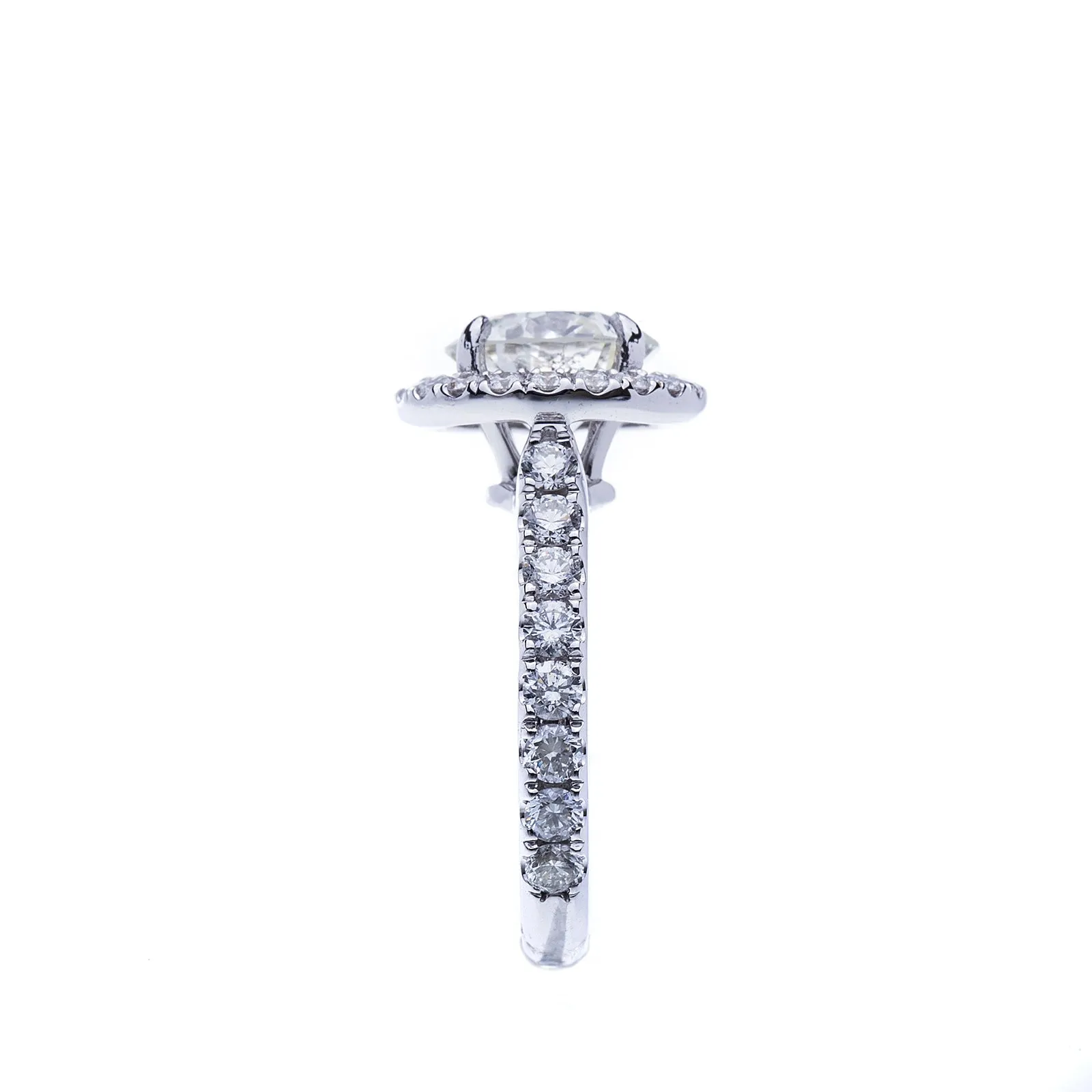 GIA Graded Over 3ctw Round Brilliant Diamond Halo Statement Engagement Ring