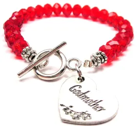 Godmother Heart Crystal Beaded Toggle Style Bracelet