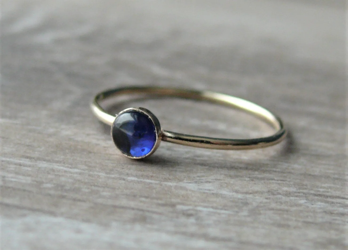 Gold Filled Lab Sapphire Ring