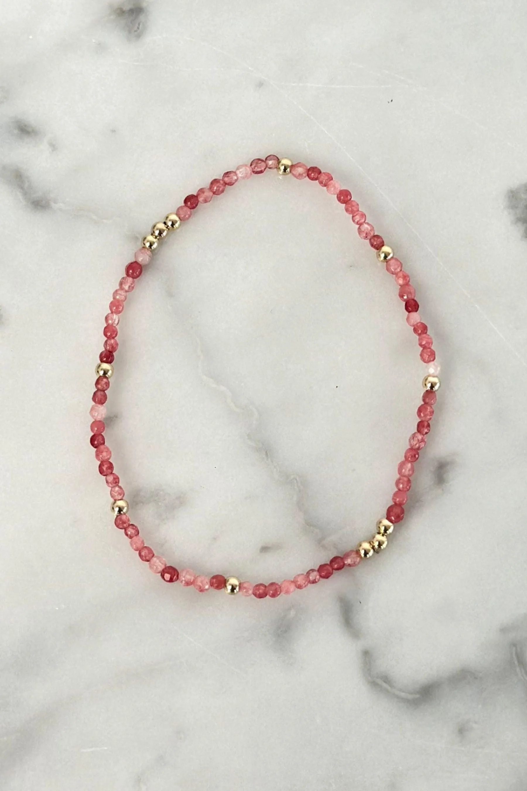 Gold Filled Pink Jade Bracelet