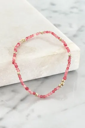 Gold Filled Pink Jade Bracelet