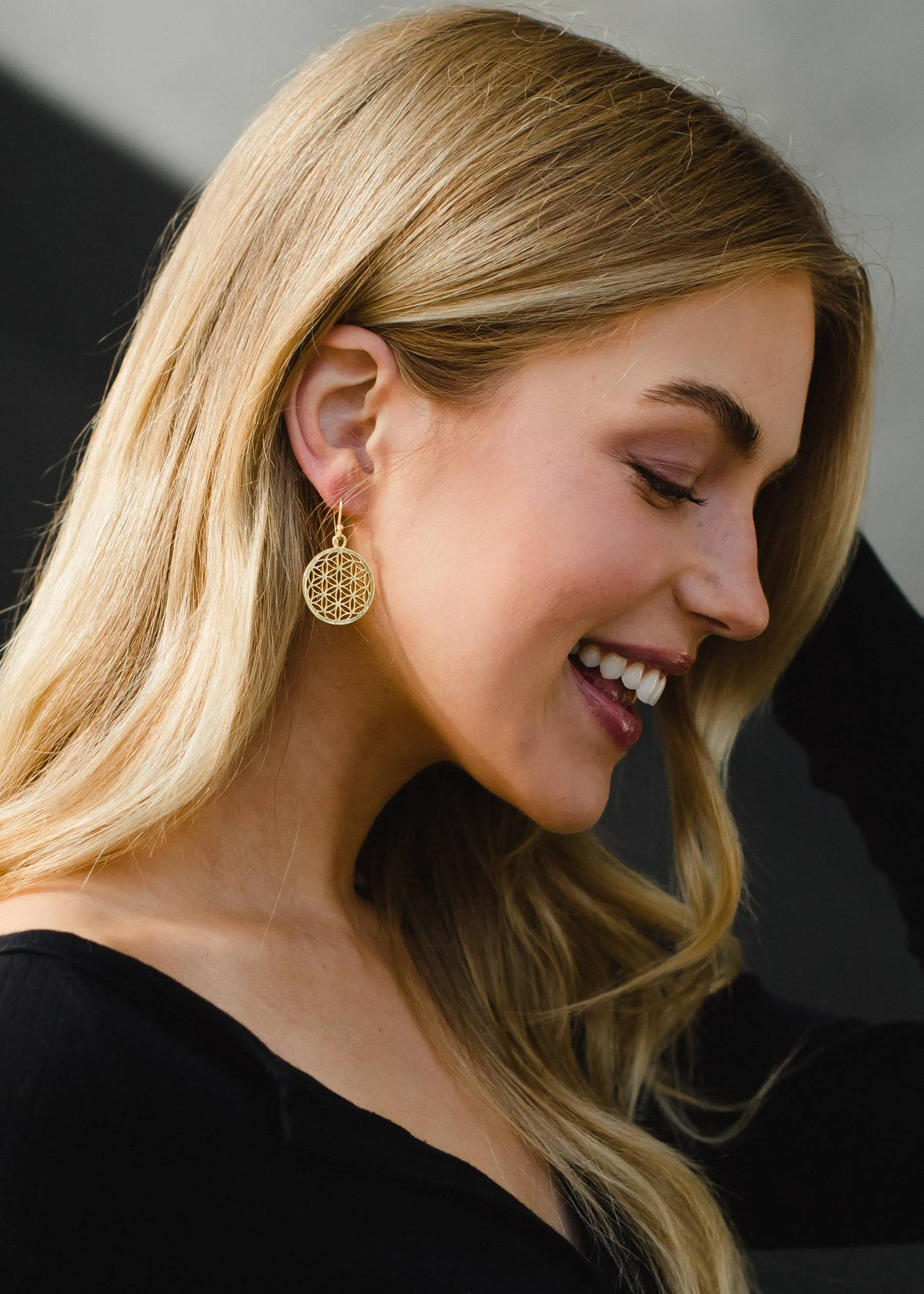 Gold Floral Cutout Earrings