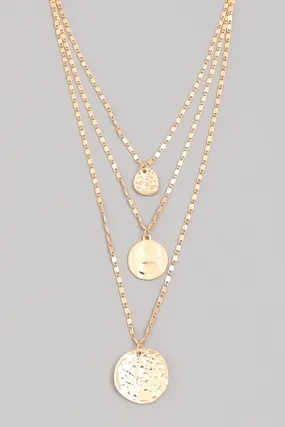 Gold Hammered Coin Layered Necklace