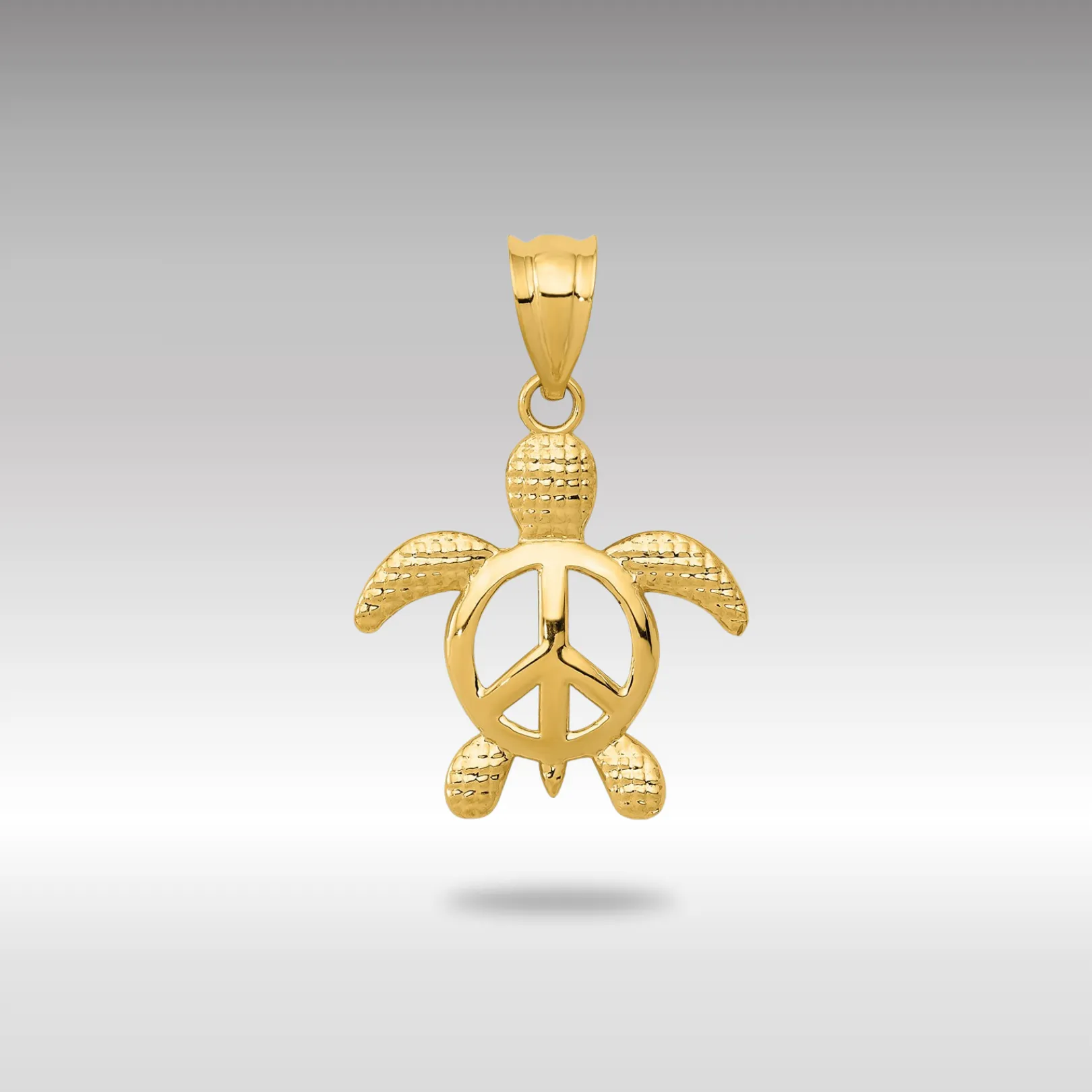 Gold Peace Sign Turtle Pendant