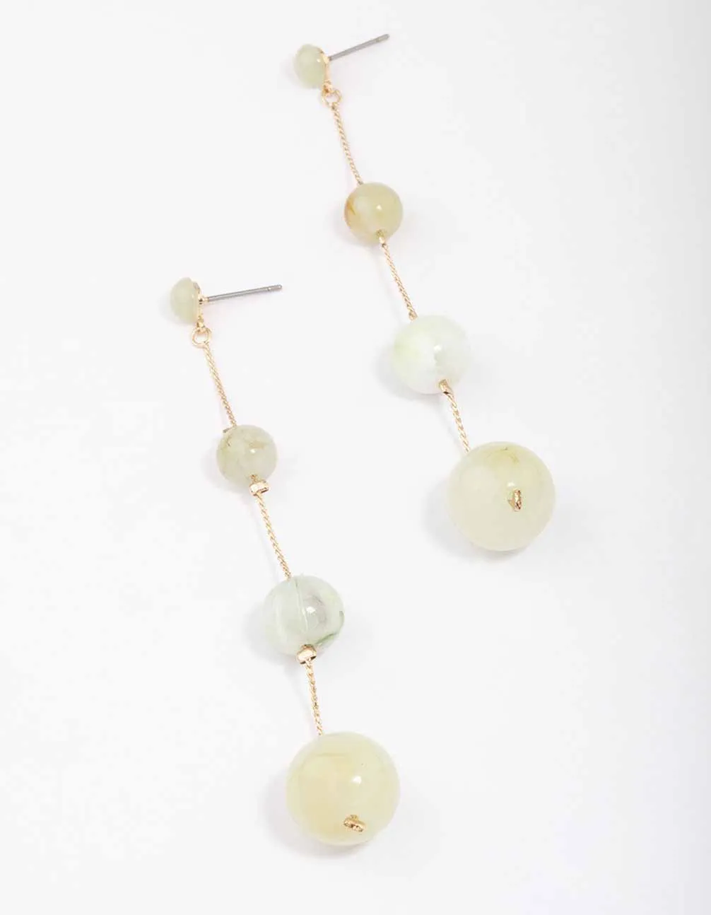 Gold Stone Chain Drop Earrings