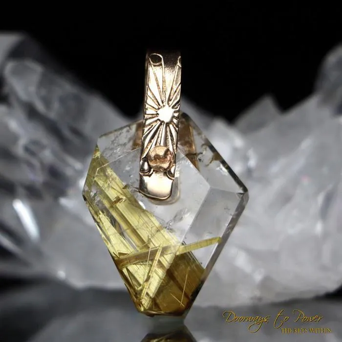 Golden Rutile Quartz Light Language Pendant 14k