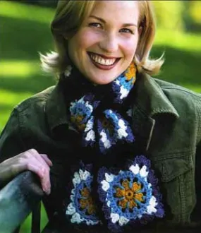 Granny Square Floral Scarf Pattern (Crochet)