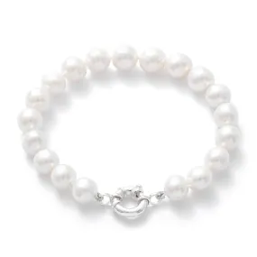 Gratia white cultured freshwater pearl bracelet with sterling silver spring clasp